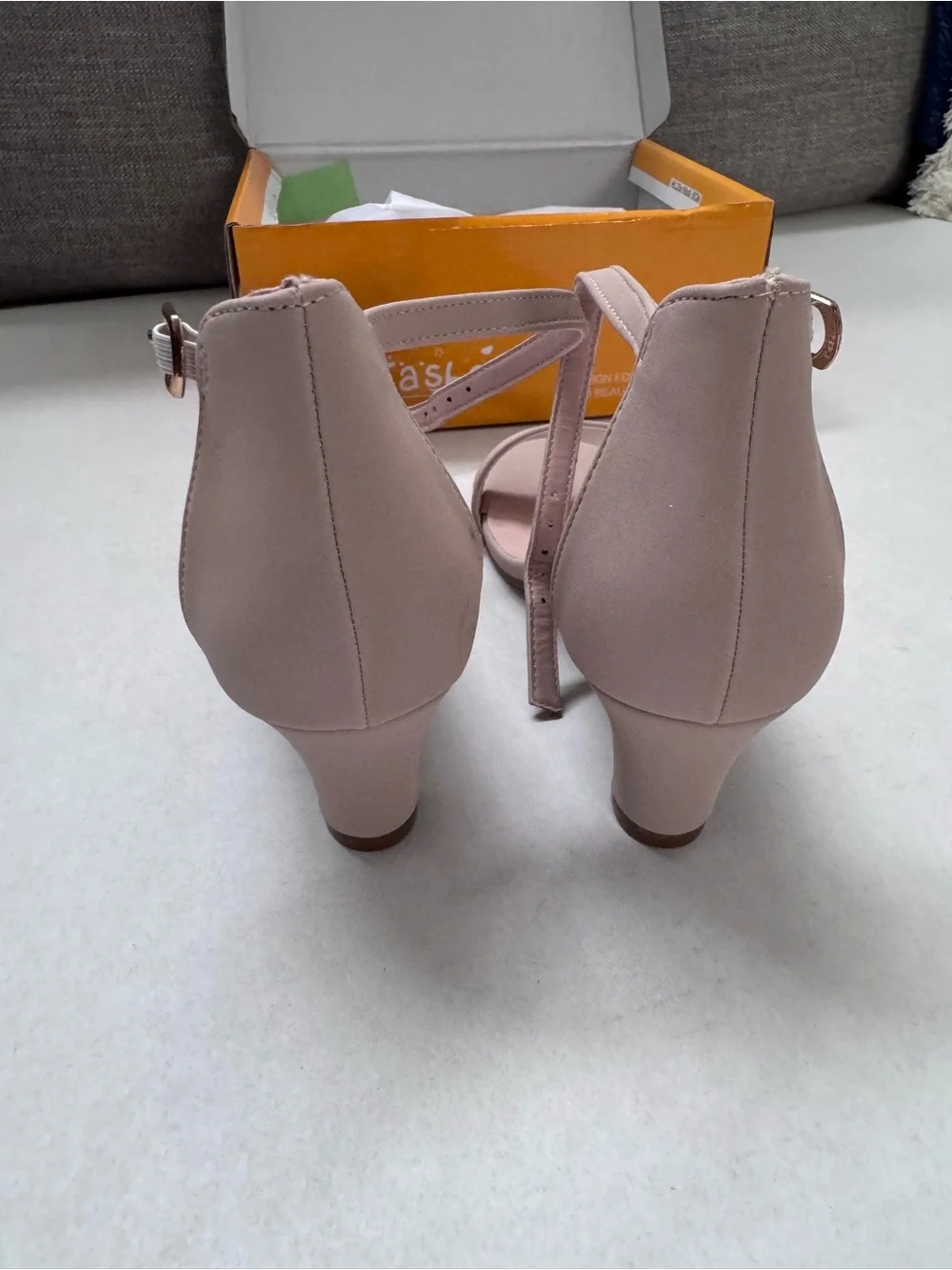Big Girls Nude Sandals with Heels - Size 3